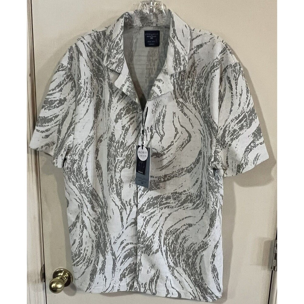 Steel & Jelly Pinner Wave Effect Short Sleeve Casual Shirt Size XL